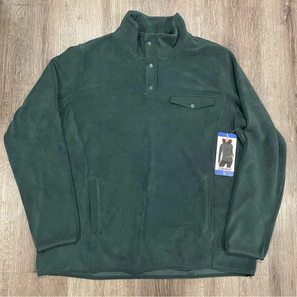 32 Degrees Heat Women’s Quarter Snap Fleece Pullover Basil Green Large NWT - Picture 3 of 12
